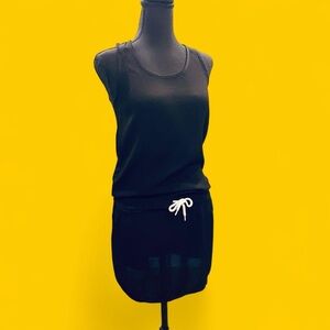 Preppy Athletic Monrow Black Sleeveless Drawstring Dress Tunic 100% Rayon Small